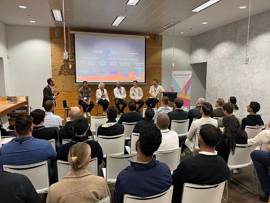 ASTN’s Craig Hill moderating a panel discussion at spacecubed in Perth