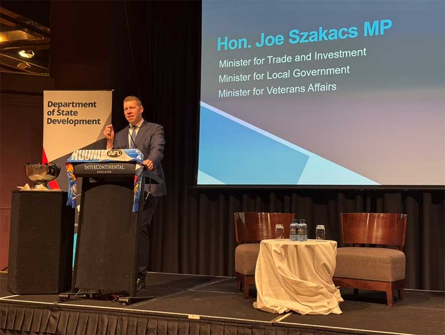 Minister Joe Szakacs announcing the South Australian Sportstech Export Capability Program